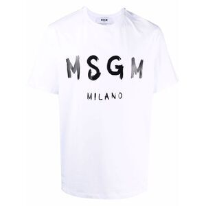 Msgm Men Brushed Logo Cotton T-Shirt
